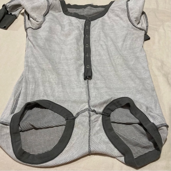 London Brand Striped Henley Style Romper with Dark Grey Trim - Picture 9 of 10
